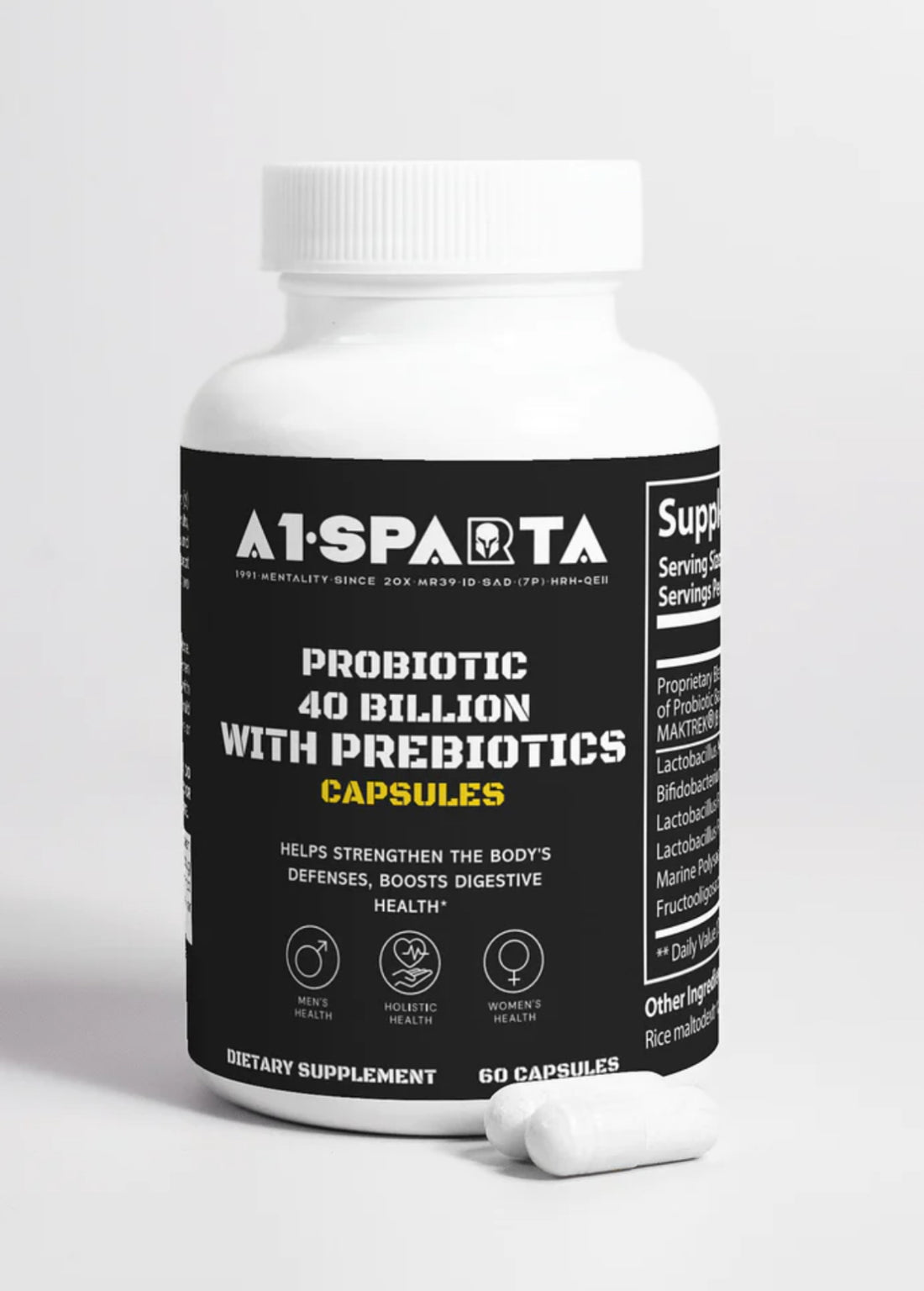 Boost your Gut Health with A1•Sparta's Holistic Supplement: Probiotic 40 Billion with Prebiotics